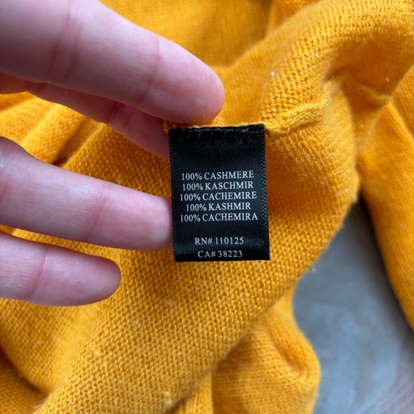 Qi Cashmere marigold yellow turtleneck sweater | size small - Picture 6 of 6